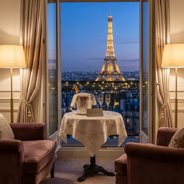 סוויטה רומנטית בפריז עם נוף למגדל אייפל
